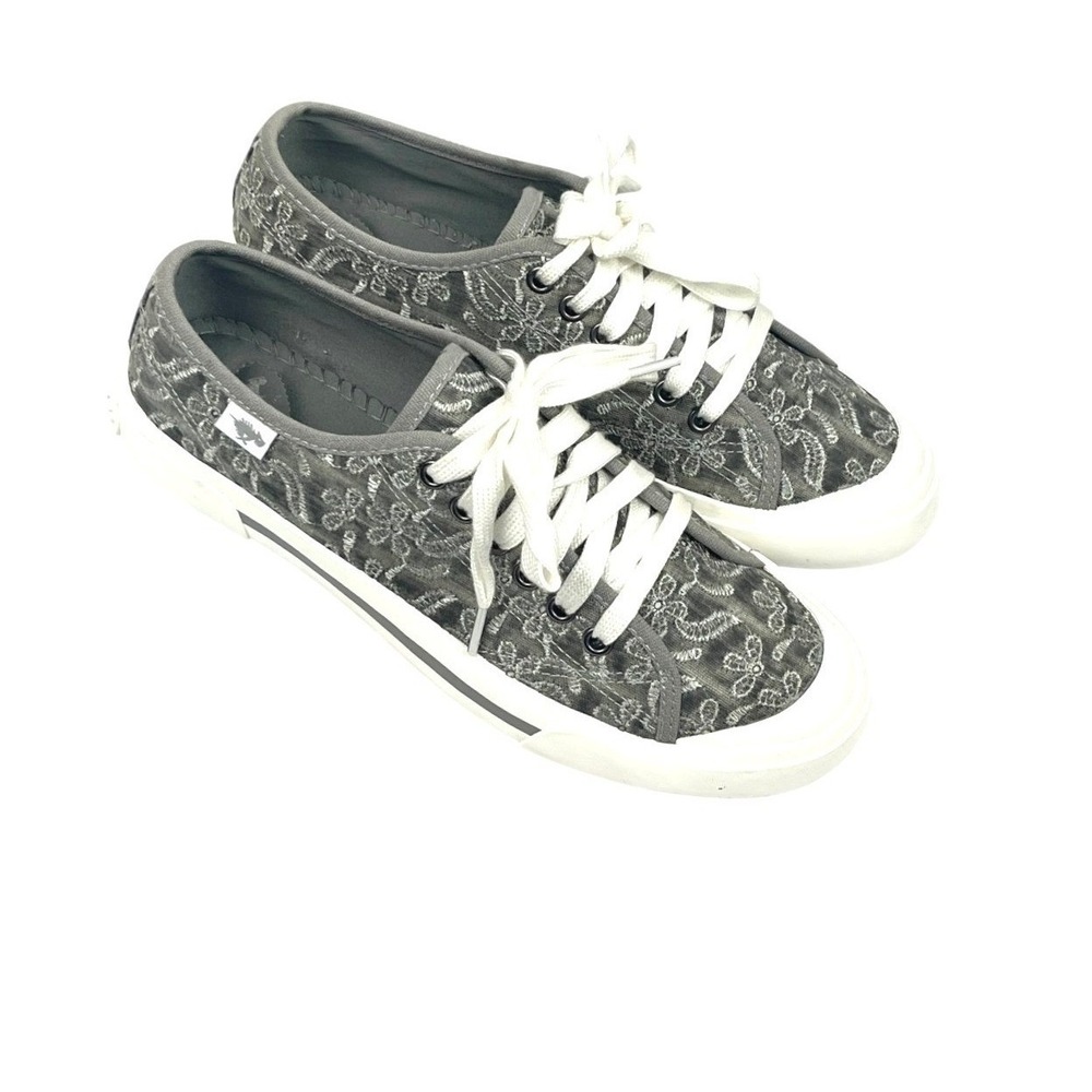 Rocket‎ Dog Womens Grey Floral Embroidered Canvas Low Top Sneakers C317/1221 9.5